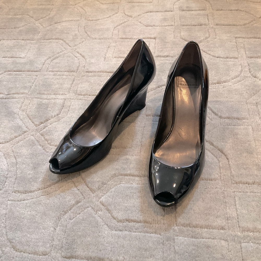 Harold’s Patent Leather Peep-toe Pump Wedges